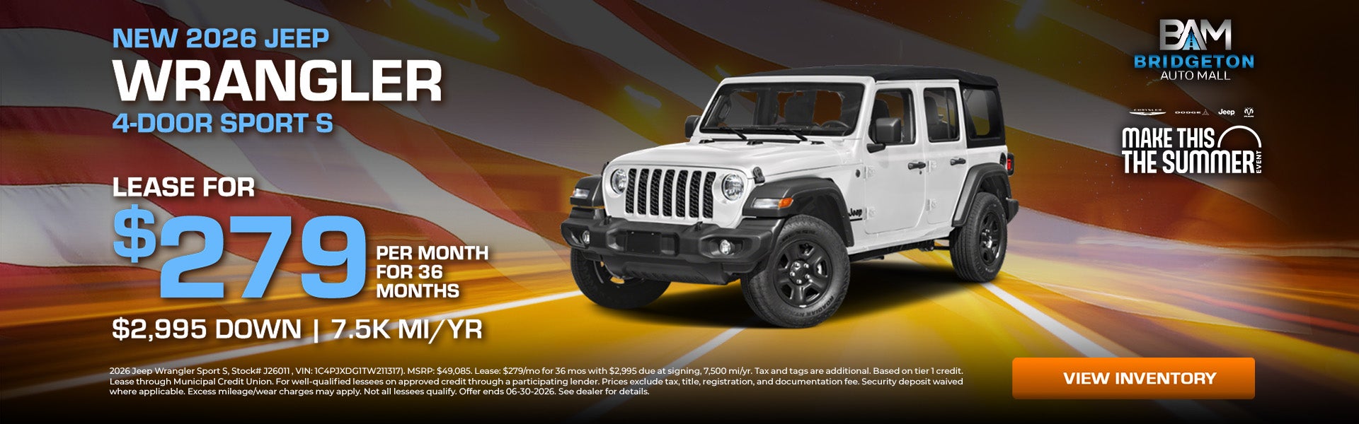 2026 Jeep Wrangler Lease Offer