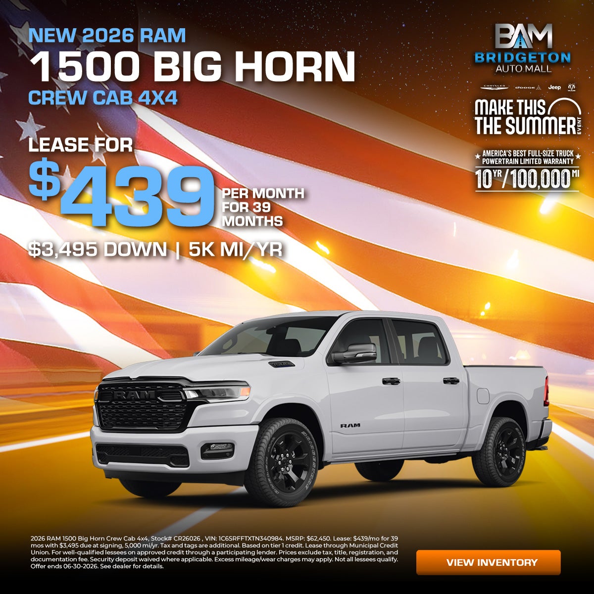 2026 RAM 1500 Big Horn Lease Offer