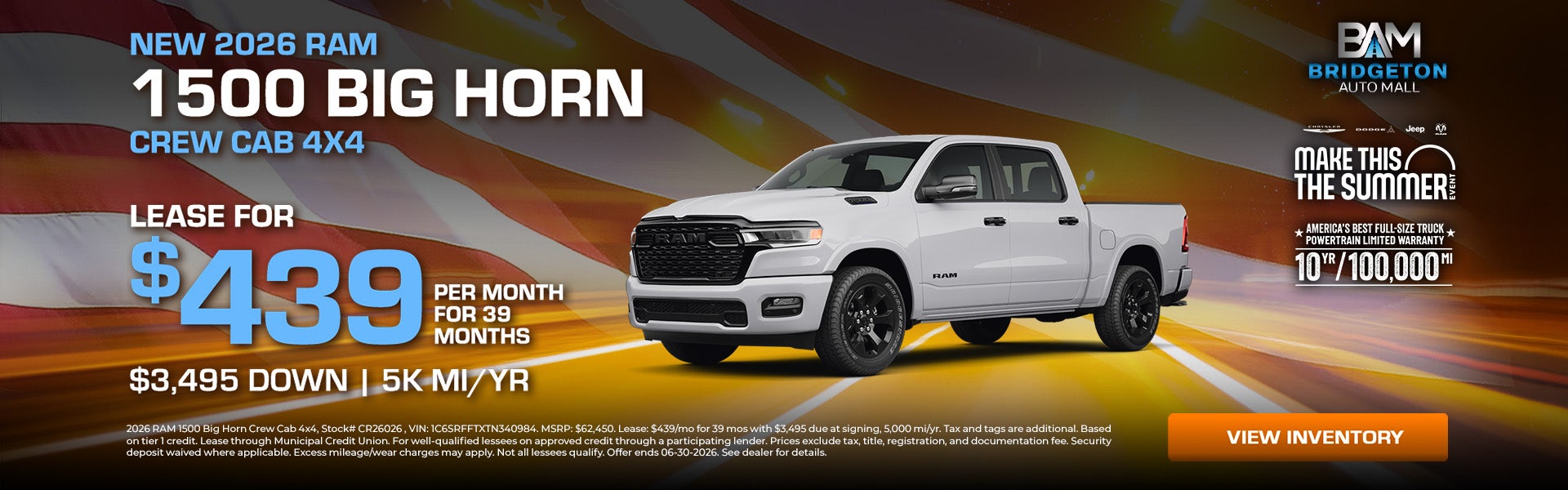 2026 RAM 1500 Big Horn Lease Offer